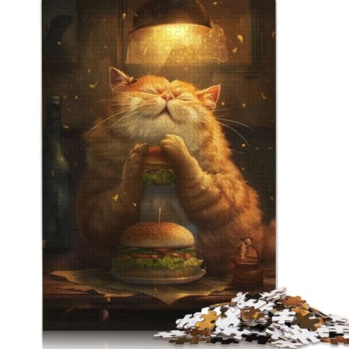 Lustiges Katzen-Hamburger-Puzzle für Erwachsene, Lernspiel, Puzzlespiele für Erwachsene für Jungen oder Mädchen, 1000 Teile (75 x 50 cm) von ECXASD