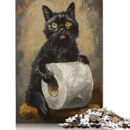 Lustiges Katzen-Toilettenpapier-Puzzle für Erwachsene, 520 Teile, Heimdekoration, ungewöhnliche Puzzles für Erwachsene für Jungen oder Mädchen, 520 Teile (52 x 38 cm) von ECXASD
