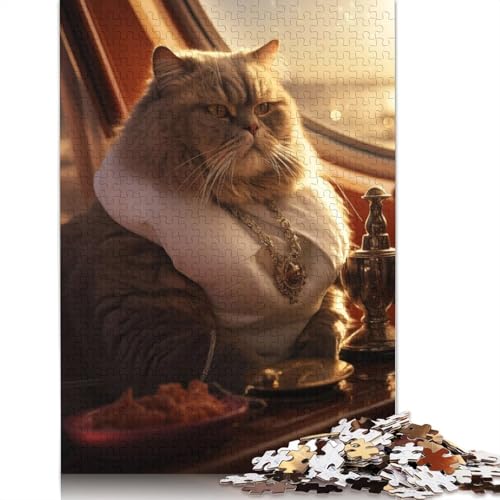 Lustiges Puzzle für Erwachsene mit Katzenkapitän und Yacht, 1500 Teile, Heimdekoration, ungewöhnliche Puzzles für Erwachsene für Jungen oder Mädchen, 1500 Teile (85 x 57 cm) von ECXASD
