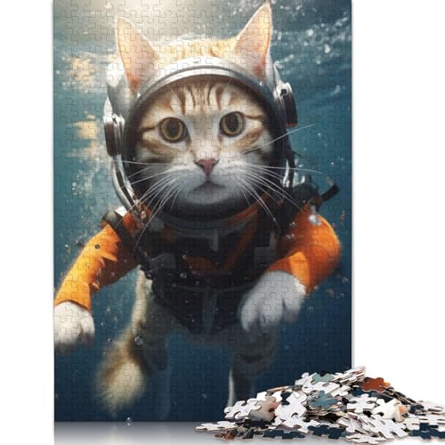 Lustiges Puzzle mit Taucherkatze, farbenfrohe und Coole Puzzles für Kinder ab 12 Jahren, 520 Teile (52 x 38 cm) von ECXASD