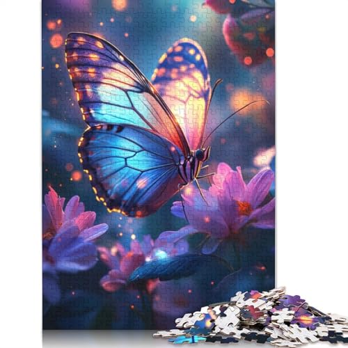 Magischer Schmetterling auf Blumen, 520-teiliges Puzzle, Denksportaufgabe, Problemlösungspuzzle für Erwachsene und Kinder, 520 Teile (52 x 38 cm) von ECXASD