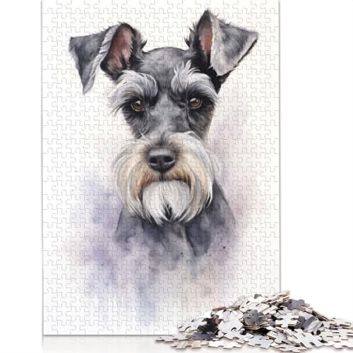Miniatur-Schnauzer-Hunde-Puzzle, herausfordernde und knifflige Puzzles für Erwachsene und Teenager, 1000 Teile (75 x 50 cm) von ECXASD
