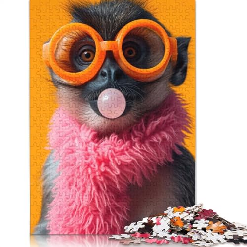 Monkey Bubblegum Puzzle für Erwachsene, Premium-Puzzle aus 100% recyceltem Brett, Problemlösungspuzzles für Erwachsene und Kinder, 1000 Teile (75 x 50 cm) von ECXASD