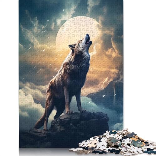Mystic Moon Wolf, 1500-teiliges Puzzle für Erwachsene, Lernspiel, Puzzlespiele für Erwachsene für Jungen oder Mädchen, 1500 Teile (85 x 57 cm) von ECXASD