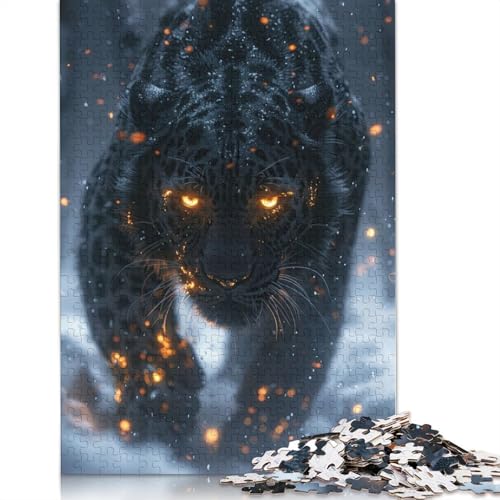 Mythisches Puzzle mit schwarzem Leoparden-Motiv, Denksportaufgabe, Problemlösungspuzzle für Erwachsene und Kinder, 1000 Teile (75 x 50 cm) von ECXASD