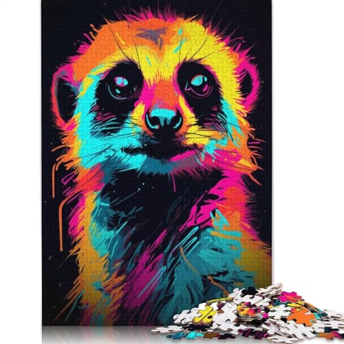 Neon-Erdmännchen-Puzzle, herausfordernde und knifflige Puzzles für Erwachsene und Teenager, 1000 Teile (75 x 50 cm) von ECXASD