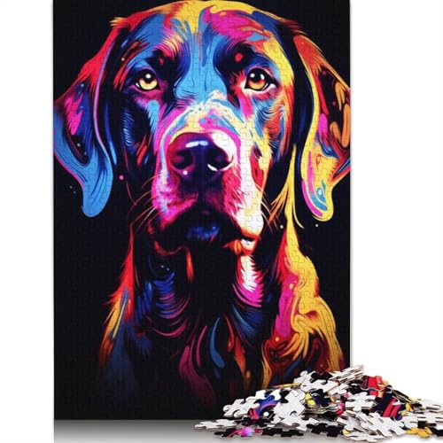 Neon-Hunde-Puzzle für Erwachsene, 1500 Teile, schwierige Problemlösungsrätsel für Erwachsene, für Jungen oder Mädchen, 1500 Teile (85 x 57 cm) von ECXASD