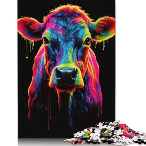 Neon-Kuh-Puzzle für Erwachsene, 520 Teile, schwierige Problemlösungsrätsel für Erwachsene, für Jungen oder Mädchen, 520 Teile (52 x 38 cm) von ECXASD