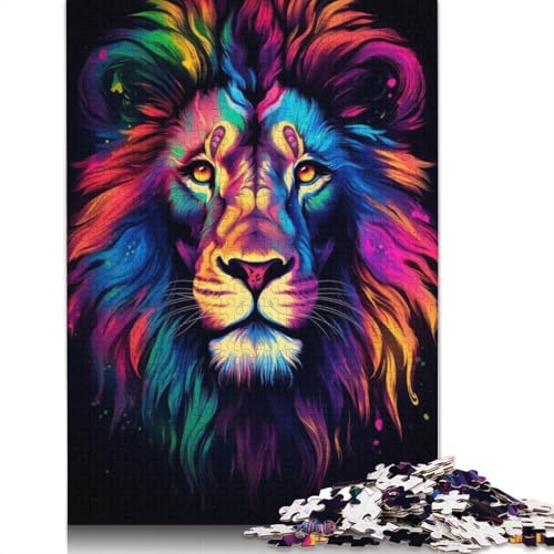 Neon-Löwen-Puzzle, farbenfrohes Puzzle, Geschenke für Männer, für Kinder ab 12 Jahren, 1000 Teile (75 x 50 cm) von ECXASD