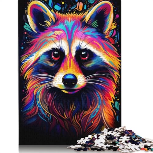 Neon-Waschbär-Puzzles für Erwachsene, Lernspiel, Puzzlespiele für Erwachsene für Jungen oder Mädchen, 1000 Teile (75 x 50 cm) von ECXASD