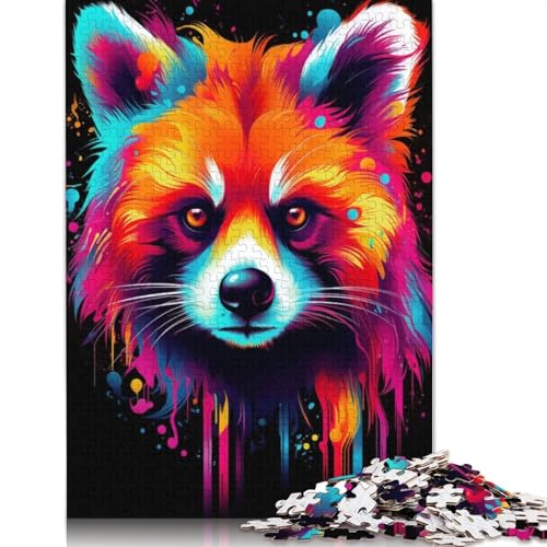 Neonroter Panda, Puzzles für Erwachsene, Stressabbau, Puzzlespiele für Erwachsene und Kinder, 1000 Teile (75 x 50 cm) von ECXASD