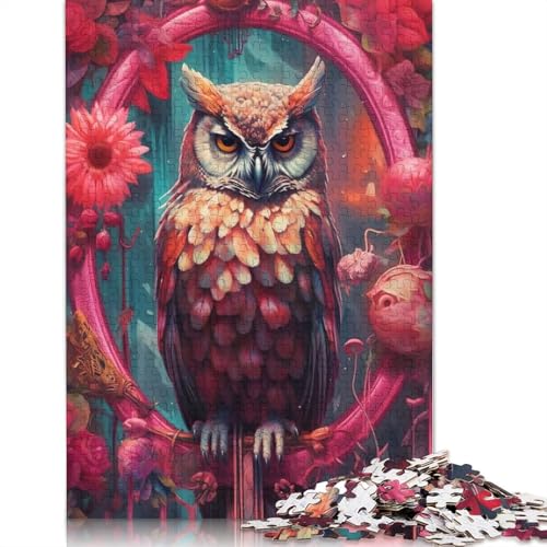 Niedliches Eulenporträt-Puzzle für Erwachsene, Premium-Puzzle aus 100% recyceltem Brett, Problemlösungspuzzles für Erwachsene und Kinder, 520 Teile (52 x 38 cm) von ECXASD