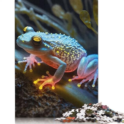 Niedliches Frosch-Puzzle für Erwachsene, 100% recycelte Holzplatte, Denkpuzzle für Erwachsene, für Jungen oder Mädchen, 1000 Teile (75 x 50 cm) von ECXASD