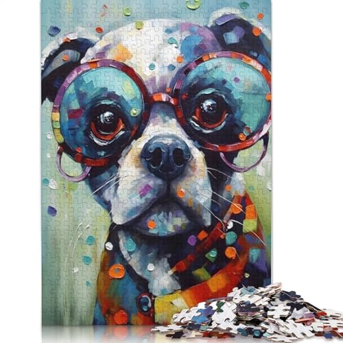 Niedliches Hundegemälde-Puzzle für Erwachsene, Premium-Puzzle aus 100% recyceltem Brett, schwierige Puzzles für Kinder ab 12 Jahren, 1000 Teile (75 x 50 cm) von ECXASD