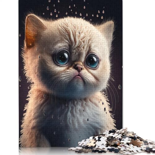 Niedliches Puzzle für Erwachsene mit Baby-Katzenregen, 520 Teile, kreative Spiele, Puzzle, Geschenke für Männer, für Frauen und Männer, 520 Teile (52 x 38 cm) von ECXASD