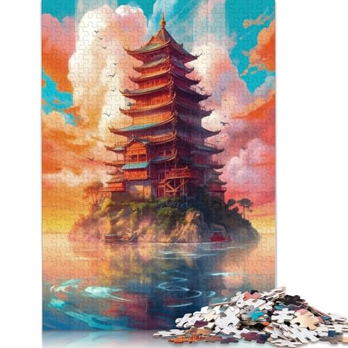 Pagoda Island Puzzles für Erwachsene ab 18 Jahren, Upe Lernspiele, Puzzle für Erwachsene und Kinder, 520 Teile (52 x 38 cm) von ECXASD
