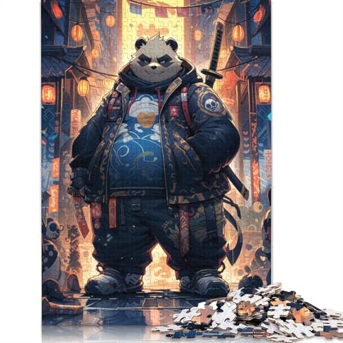 Panda Samurai in Neon City, 520-teiliges Puzzle für Erwachsene, Spielzeug, Lernspiel, Herren-Puzzles für Erwachsene, für Erwachsene, Teenager, 520 Teile (52 x 38 cm) von ECXASD