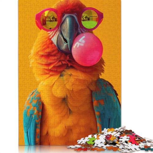 Papagei-Bubblegum-Puzzle für Erwachsene, Premium-Puzzle aus 100% recyceltem Brett, Problemlösungspuzzles für Erwachsene und Kinder, 520 Teile (52 x 38 cm) von ECXASD