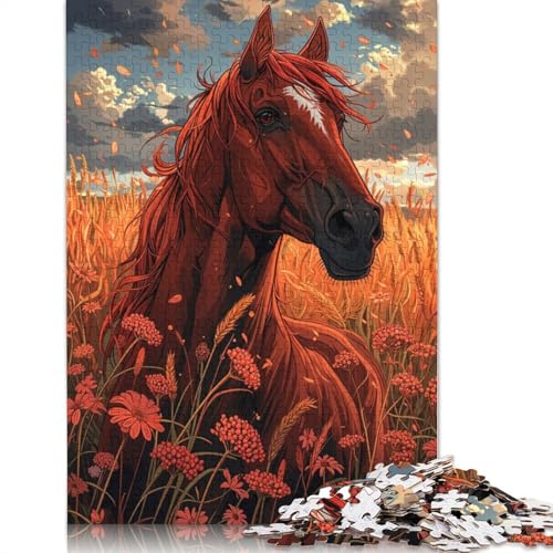 Pferd auf Einer Weide, Puzzle für Erwachsene, interessantes Puzzle zur Stressreduzierung für Frauen und Männer, 1000 Teile (75 x 50 cm) von ECXASD
