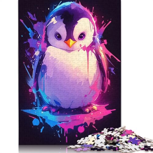 Pinguin-Farbspritzer-Puzzle für Erwachsene, freundliche Materialien, schwierige Puzzles für Erwachsene und Teenager, 520 Teile (52 x 38 cm) von ECXASD