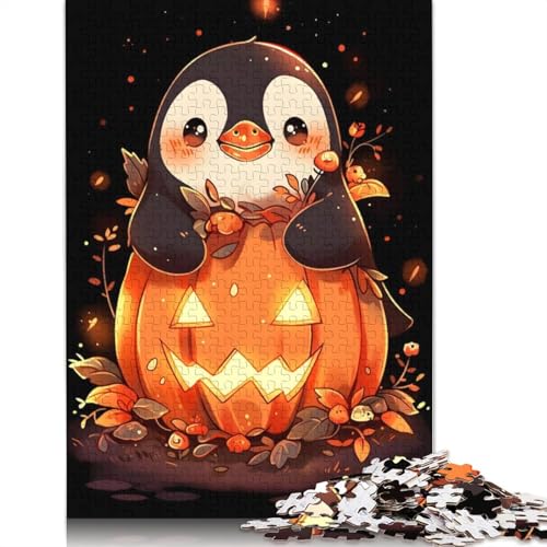 Pinguin-Kürbis-Puzzle für Erwachsene, schwierige Problemlösungsrätsel für Erwachsene für Jungen oder Mädchen, 1000 Teile (75 x 50 cm) von ECXASD