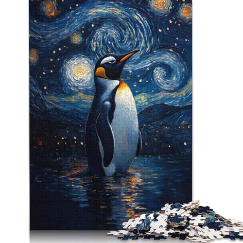 Pinguin unter der Sternennacht, Puzzle für Erwachsene, kreative Spiele, Puzzle, Geschenke für Männer, Frauen und Männer, 1000 Teile (75 x 50 cm) von ECXASD