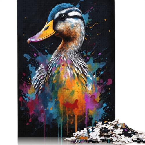 Puzzle „Bunte Ente mit Tropfen“ für Erwachsene, schwierige Problemlösungsrätsel für Erwachsene, für Jungen oder Mädchen, 1000 Teile (75 x 50 cm) von ECXASD