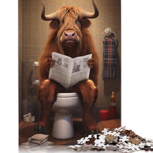 Puzzle „Hochlandkuh auf der Toilette“, farbenfrohe und Coole Puzzles für Kinder ab 12 Jahren, 520 Teile (52 x 38 cm) von ECXASD