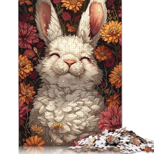 Puzzle „Weißes Kaninchen in Blumen“, 1500 Teile, für Erwachsene, kreative Spiele, Puzzlespiele für Erwachsene, für Jungen oder Mädchen, 1500 Teile (85 x 57 cm) von ECXASD
