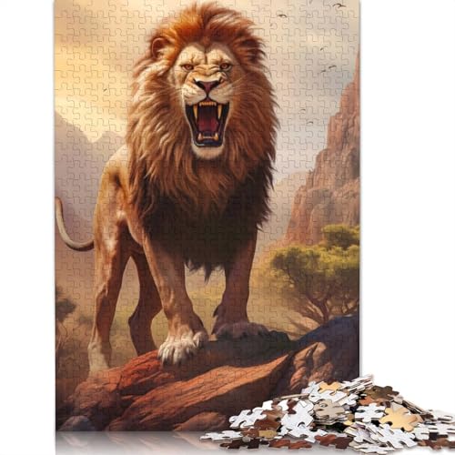 Puzzle für Erwachsene „Der wütende König der Löwen“, 1500 Teile, 100% recycelte Holzplatte, Denksportaufgaben für Erwachsene, für Jungen oder Mädchen, 1500 Teile (85 x 57 cm) von ECXASD