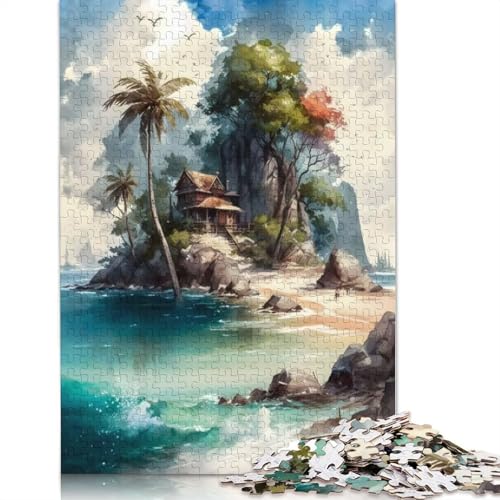 Puzzle für Erwachsene „Schöne Insel“, 520 Teile, 100% recycelte Holzplatte, Denkpuzzle für Erwachsene, für Jungen oder Mädchen, 520 Teile (52 x 38 cm) von ECXASD