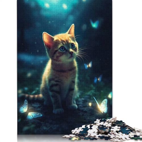 Puzzle für Erwachsene mit Katzen, Kätzchen und Schmetterlingen, kreative Spiele, Puzzlespiele für Erwachsene für Jungen oder Mädchen, 1000 Teile (75 x 50 cm) von ECXASD