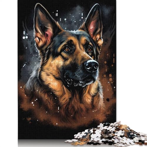 Puzzle für Erwachsene mit Porträt eines Deutschen Schäferhunds, Premium-Puzzle aus 100% recyceltem Brett, Problemlösungspuzzles für Erwachsene und Kinder, 520 Teile (52 x 38 cm) von ECXASD