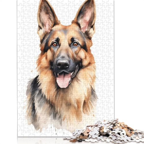 Puzzle für Erwachsene mit Porträt eines Deutschen Schäferhunds, zusammen. Coole Puzzles für Erwachsene, für Erwachsene und Teenager, 1000 Teile (75 x 50 cm) von ECXASD