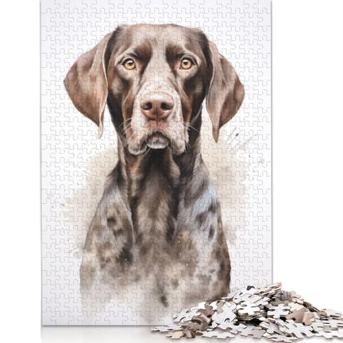 Puzzle für Erwachsene mit Porträt eines Deutschen Zeigers, freundliche Materialien, schwierige Puzzles für Erwachsene und Teenager, 520 Teile (52 x 38 cm) von ECXASD