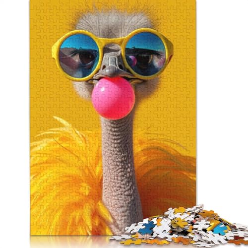 Puzzle für Erwachsene mit Strauß-Kaugummi-Motiv, 520 Teile, 100% recycelte Holzplatte, Denksportaufgaben für Erwachsene, für Jungen oder Mädchen, 520 Teile (52 x 38 cm) von ECXASD