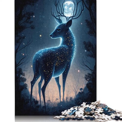 Puzzle für Erwachsene mit Tiermotiv, Hirsch, Neon, Premium-Puzzle aus 100% recyceltem Brett, Problemlösungspuzzles für Erwachsene und Kinder, 1500 Teile (85 x 57 cm) von ECXASD