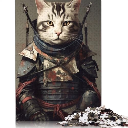 Puzzle für Erwachsene mit japanischem Samurai-Katzenmotiv, Premium-Puzzle aus 100% recyceltem Brett, Problemlösungspuzzles für Erwachsene und Kinder, 1000 Teile (75 x 50 cm) von ECXASD