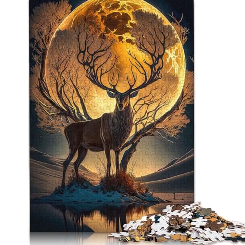 Puzzle mit Hirsch-Mond-Landschaft, farbenfrohe und Coole Puzzles für Kinder ab 12 Jahren, 1500 Teile (85 x 57 cm) von ECXASD