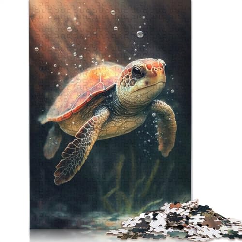Puzzle mit Schildkröten-Aquarellzeichnung, 520 Teile, für Erwachsene, kreative Spiele, Puzzlespiele für Erwachsene, für Jungen oder Mädchen, 520 Teile (52 x 38 cm) von ECXASD