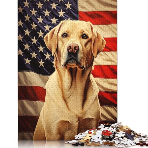 Puzzle mit amerikanischer Flagge und Labrador für Erwachsene ab 18 Jahren. Upe Lernspiele, Puzzle für Erwachsene und Kinder, 1500 Teile (85 x 57 cm) von ECXASD