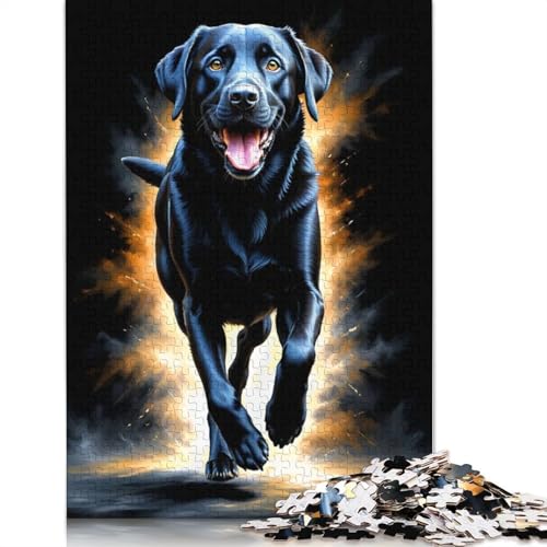 Puzzle mit rennendem schwarzen Labrador, farbenfrohe, Coole Puzzles für Kinder ab 12 Jahren, 1000 Teile (75 x 50 cm) von ECXASD