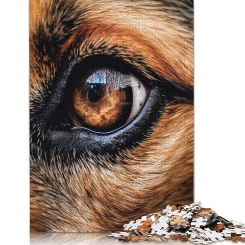 Puzzles für Erwachsene mit dem Motiv „Deutscher Schäferhundauge“, passen perfekt zusammen. Denksportaufgaben für Frauen und Männer, 1000 Teile (75 x 50 cm) von ECXASD