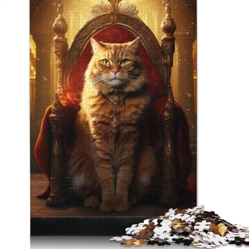 Queen Orange Cat Throne Puzzle für Erwachsene, kreative Spiele, Puzzle-Geschenke für Männer, für Frauen und Männer, 1000 Teile (75 x 50 cm) von ECXASD