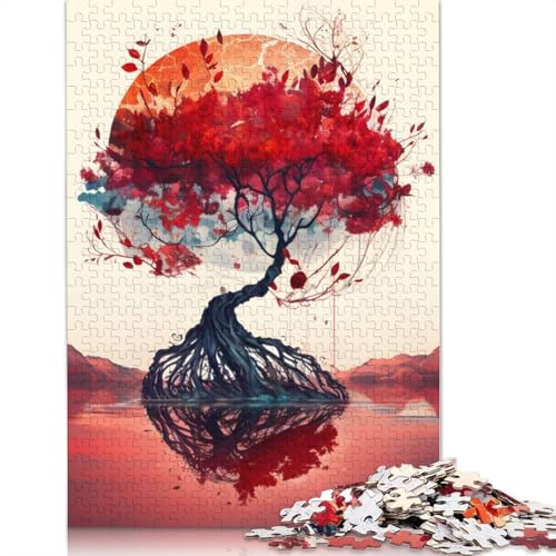 Red Cherry Blsooms Puzzles für Erwachsene, Stressabbau-Puzzle, Geschenke für Erwachsene für Frauen und Männer, 1000 Teile (75 x 50 cm) von ECXASD