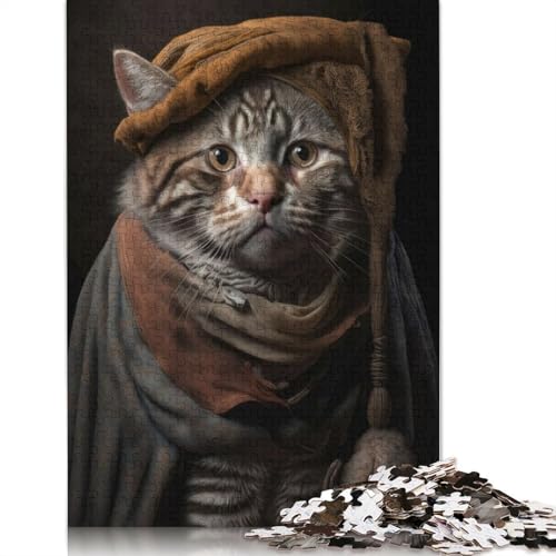 Rembrandt-Katzen-Puzzle, 1500 Teile, für Erwachsene, kreative Spiele, Puzzlespiele für Erwachsene, für Jungen oder Mädchen, 1500 Teile (85 x 57 cm) von ECXASD