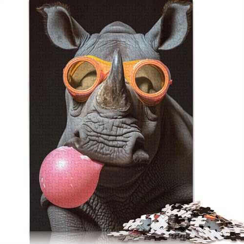 Rhino Bubblegum Puzzle für Erwachsene, kreative Spiele, Puzzlespiele für Erwachsene für Jungen oder Mädchen, 1000 Teile (75 x 50 cm) von ECXASD