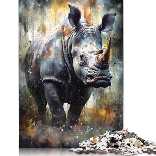 Rhino Watercolors 1500-teiliges Puzzle für Erwachsene, Lernspiel, Puzzlespiele für Erwachsene für Jungen oder Mädchen, 1500 Teile (85 x 57 cm) von ECXASD
