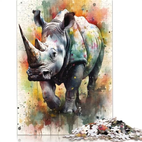 Rhyno Aquarell-Puzzle, Entspannungs-Herausforderungsspielzeug, schwierige Puzzles für Frauen und Männer, 1000 Teile (75 x 50 cm) von ECXASD