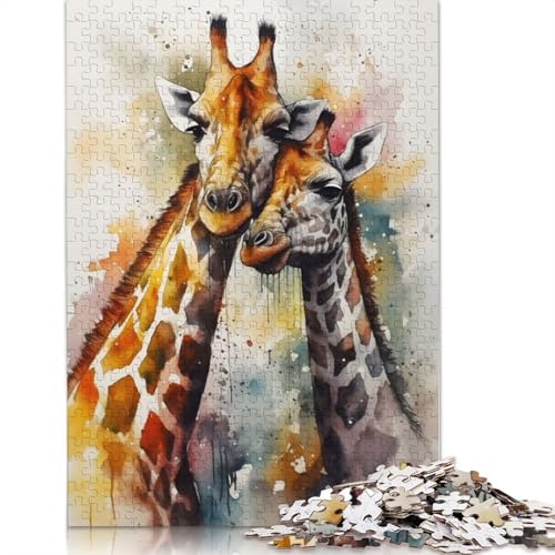 Romantisches Giraffen-Puzzle für Erwachsene, schwierige Problemlösungsrätsel für Erwachsene, für Jungen oder Mädchen, 1000 Teile (75 x 50 cm) von ECXASD